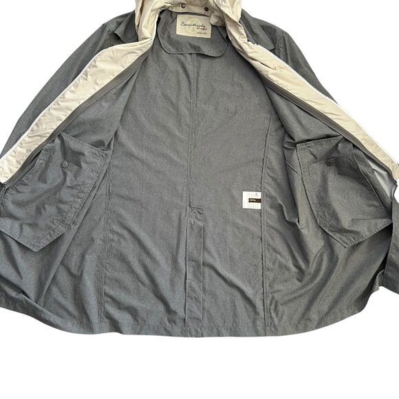 Zerosettanta Studio Men Hooded Tailored Rain Jacket Gray IT 54 US L Quiet Luxury - Picture 10 of 11
